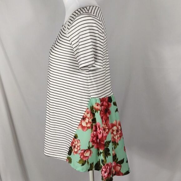 Grace & Emma Striped Floral Drop Back Tee - Picture 3 of 7